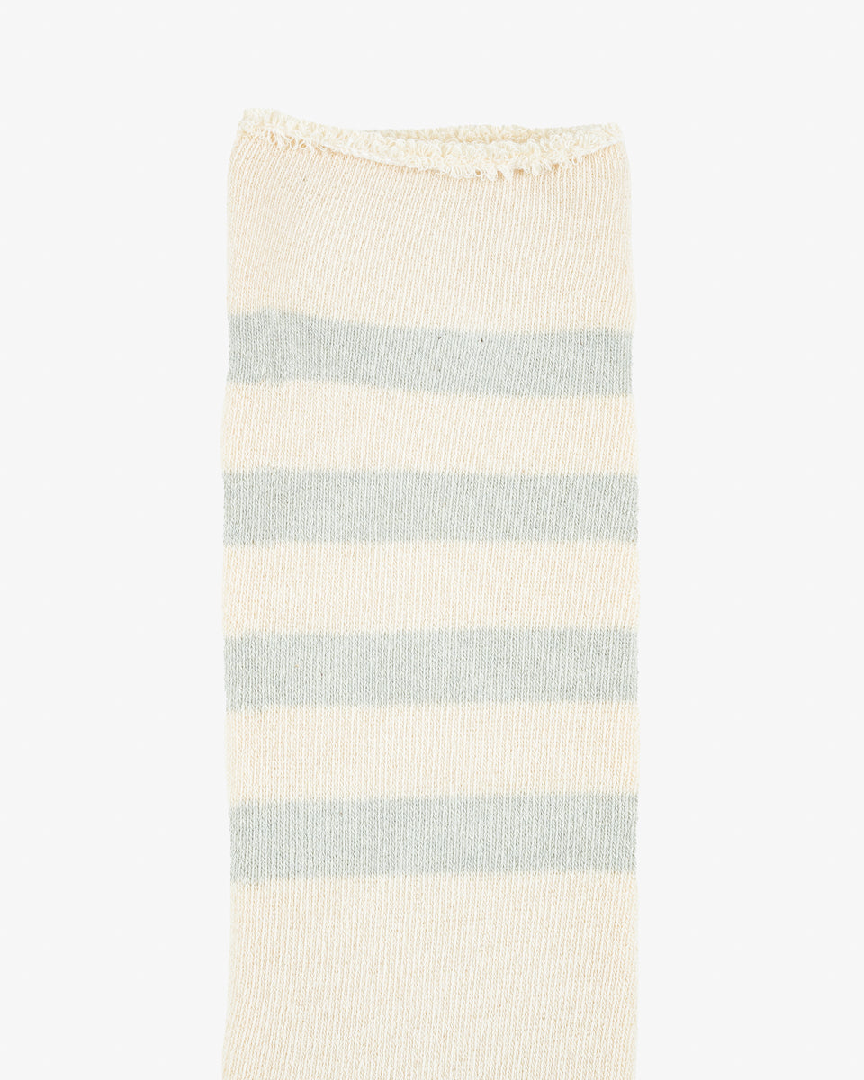 Decka Showatabé Organic Striped Pile Socks - Ecru x Blue