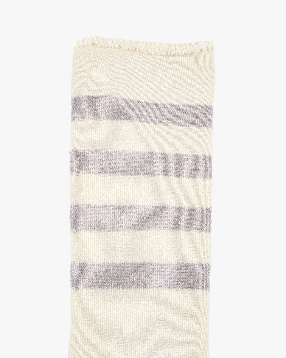 Decka Showatabé Organic Striped Pile Socks - Ecru x Purple
