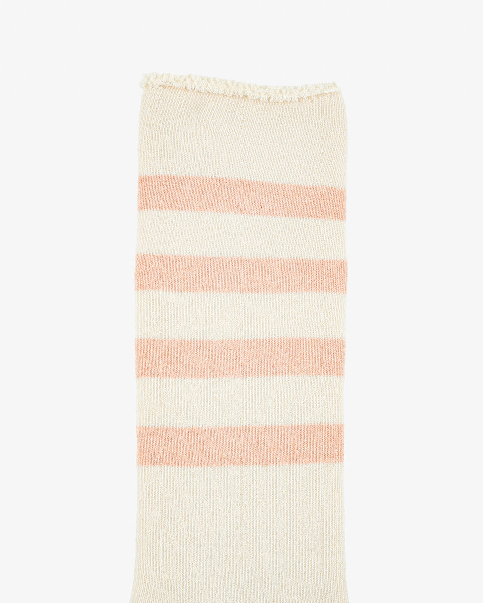 Decka Showatabé Organic Striped Pile Socks - Ecru x Orange