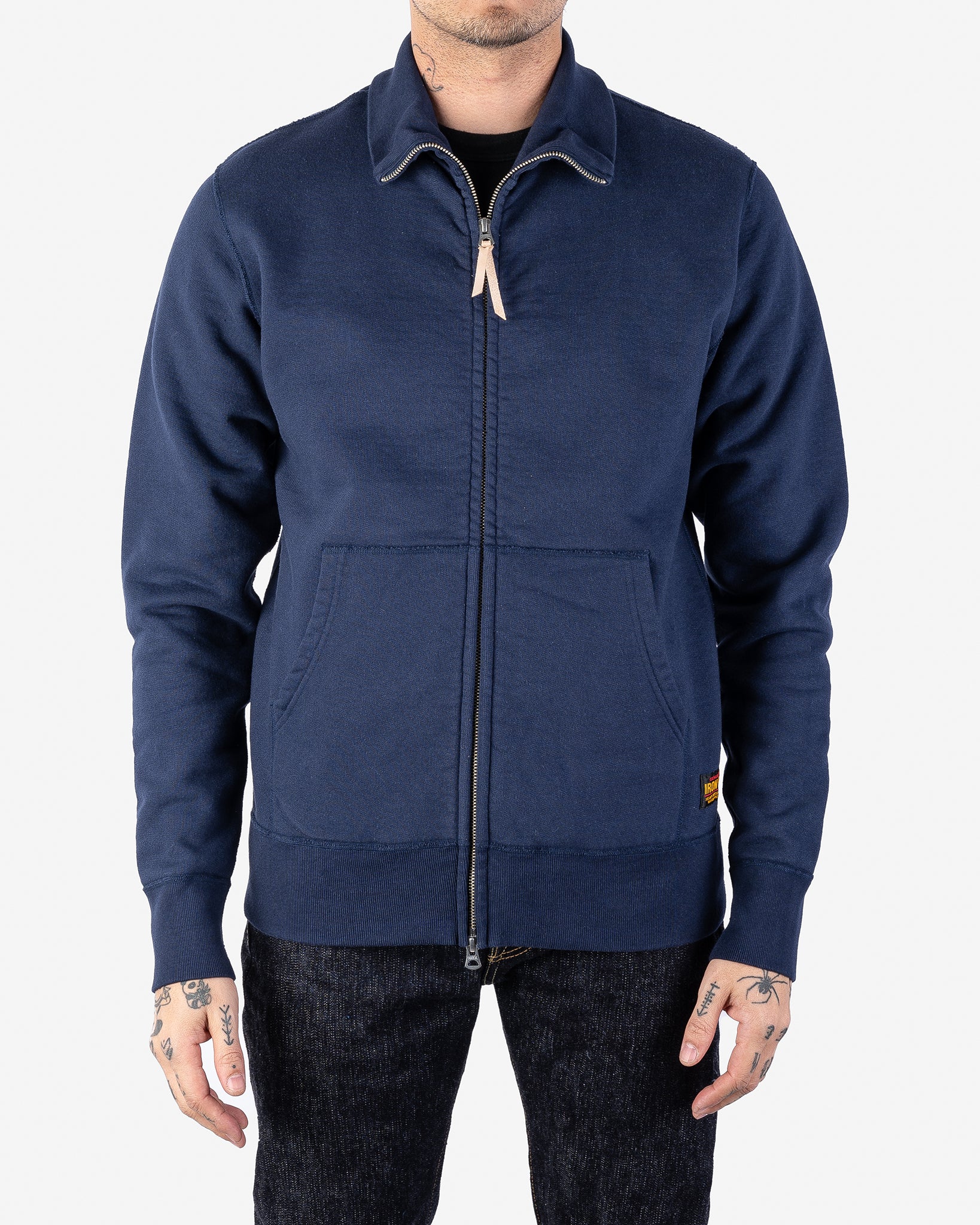 14oz Ultra Heavyweight Loopwheel Cotton Zip Up Sweater - Navy