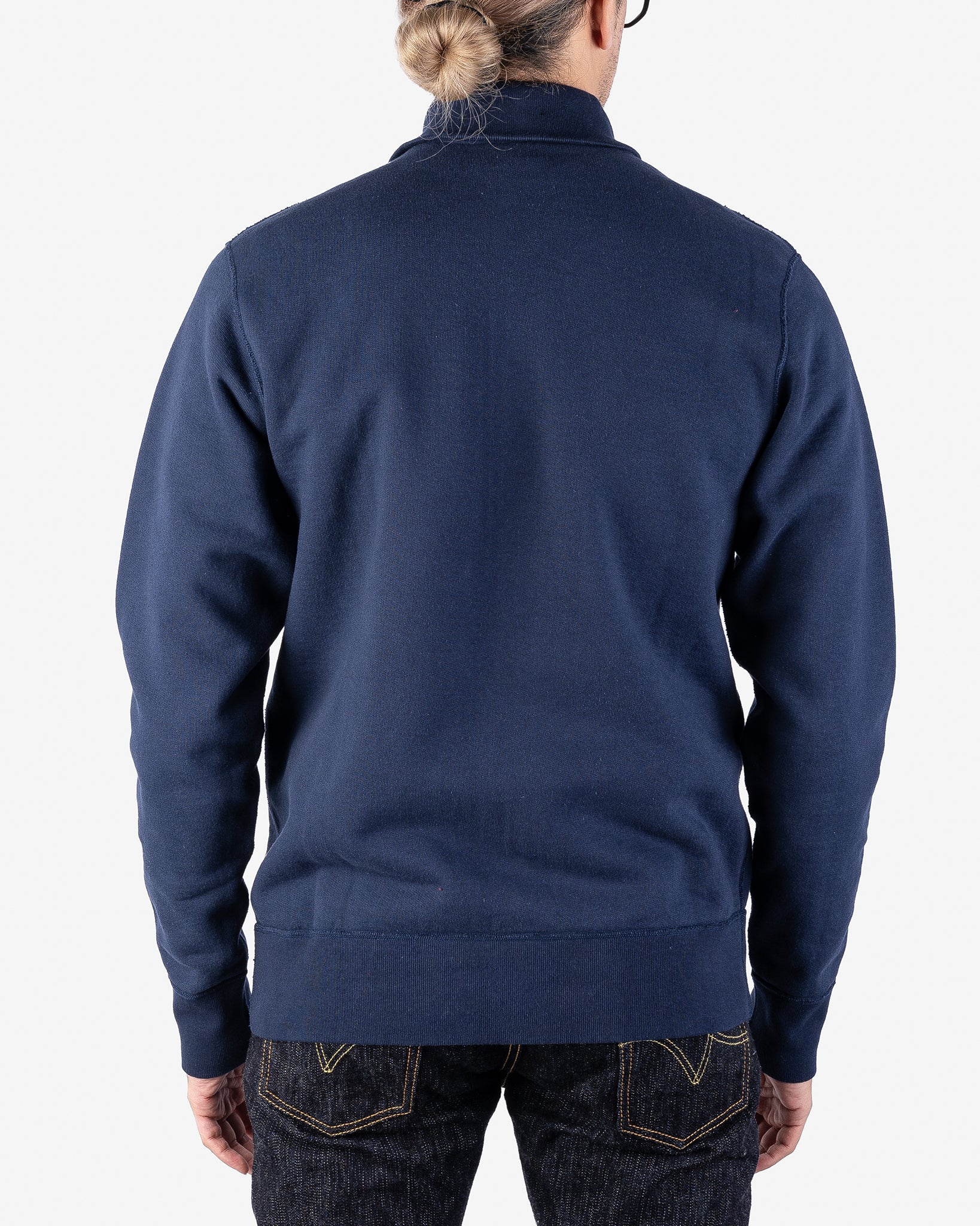 14oz Ultra Heavyweight Loopwheel Cotton Zip Up Sweater - Navy
