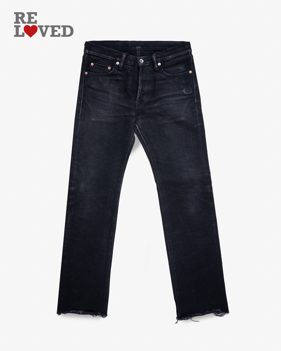 21oz Selvedge Denim Slim Straight Cut Jeans -  Superblack (Fades To Grey) (IH-666S-SBG) Tag 31, Hemmed to 31.0"