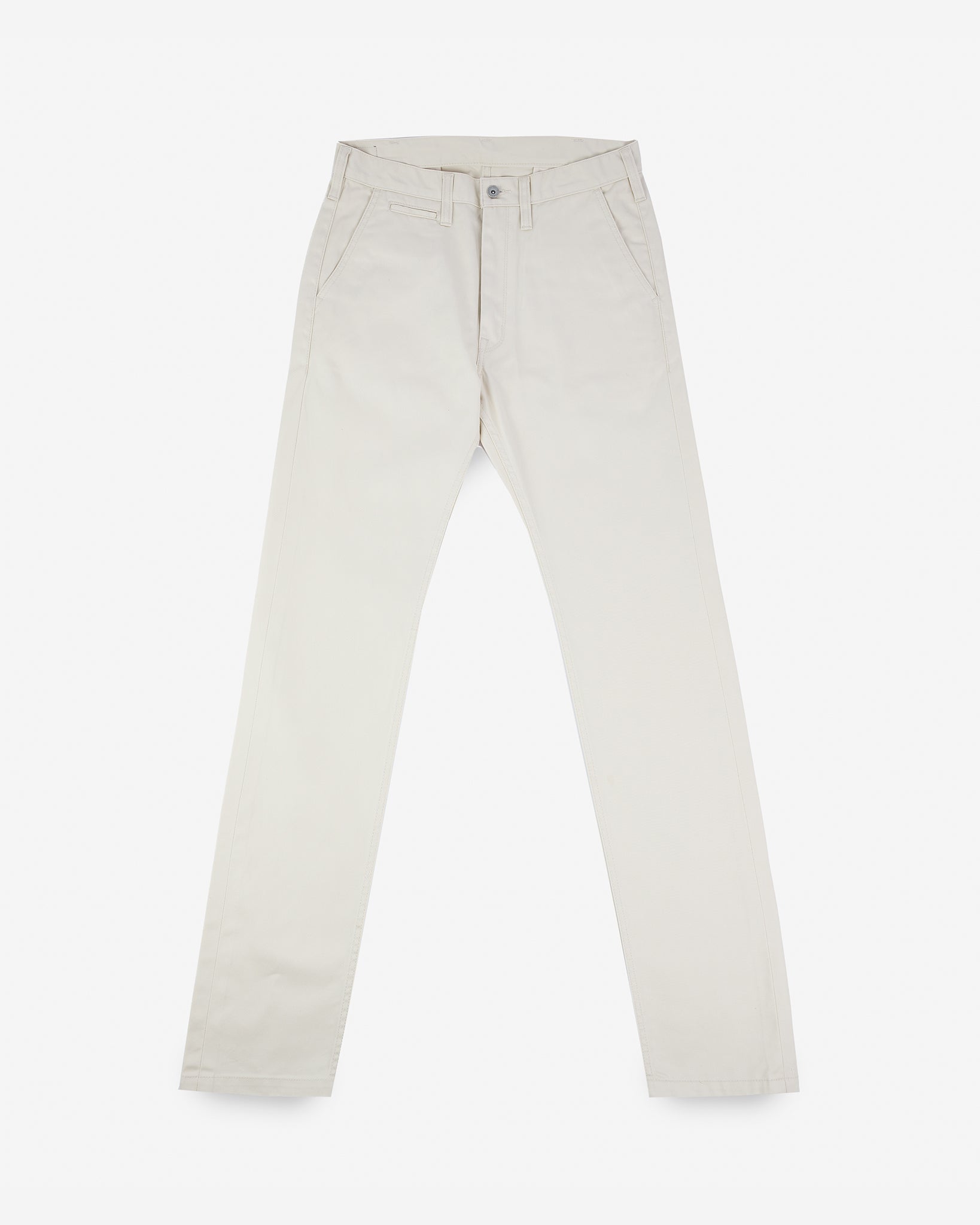 9oz Mercerised Selvedge Cotton Relaxed Tapered Cut Chinos - Ivory