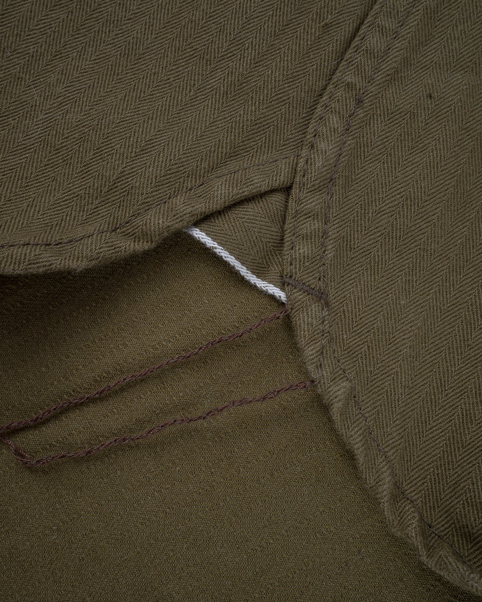 9oz Selvedge Herringbone Western Shirt - Olive (IHSH-134-OLV) Size XS