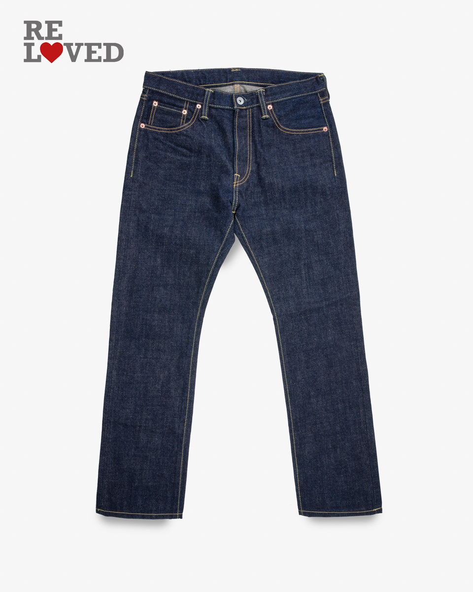 17oz Selvedge Denim Slim Cut Jeans - Natural Indigo (IH-555N) Tag 33, Hemmed to 29.0"