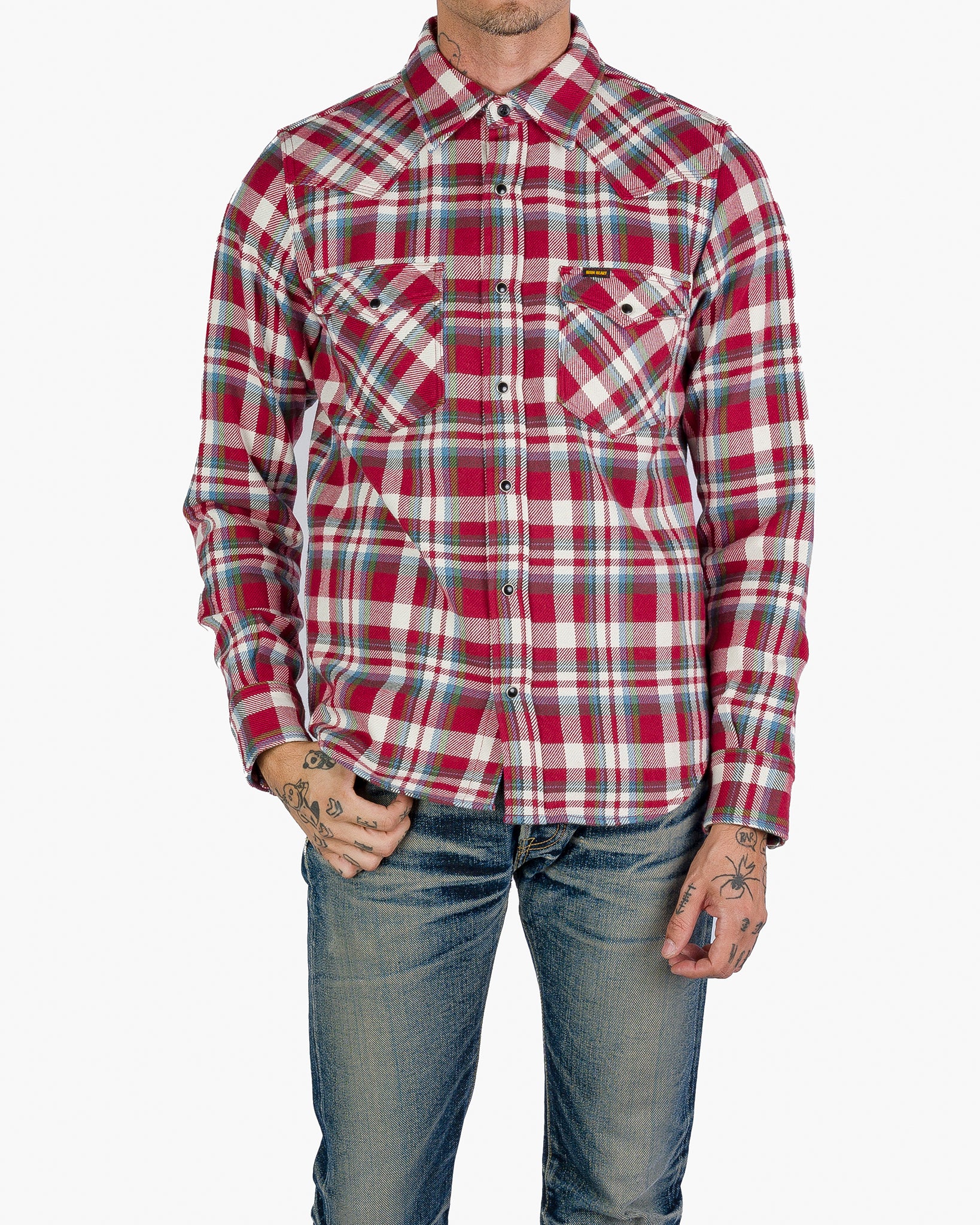 Ultra Heavy Flannel Crazy Check Western Shirt - Red