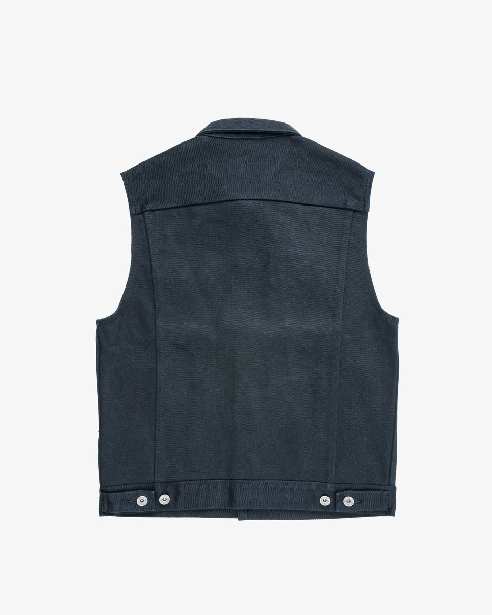 21oz Selvedge Denim Modified Type III Vest - Indigo Overdyed Black (IH-526SVod) Size Medium