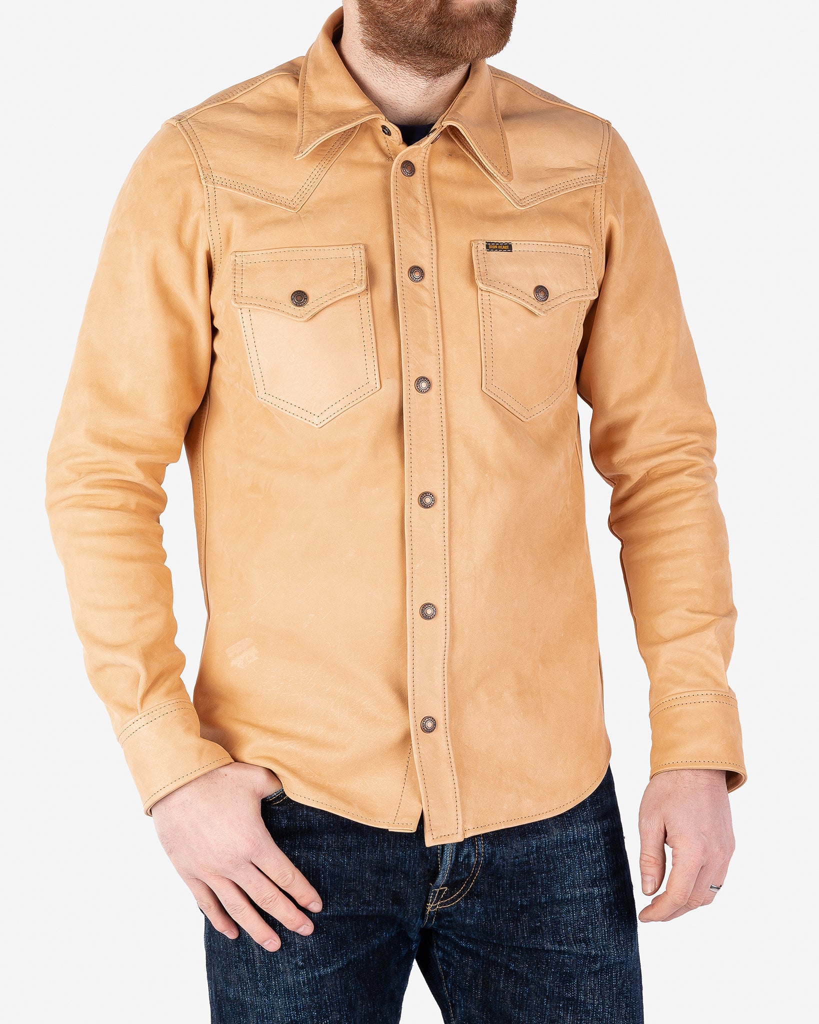 Iron Heart X Simmons Bilt Horsehide Western Shirt - The Pale Rider - Natural