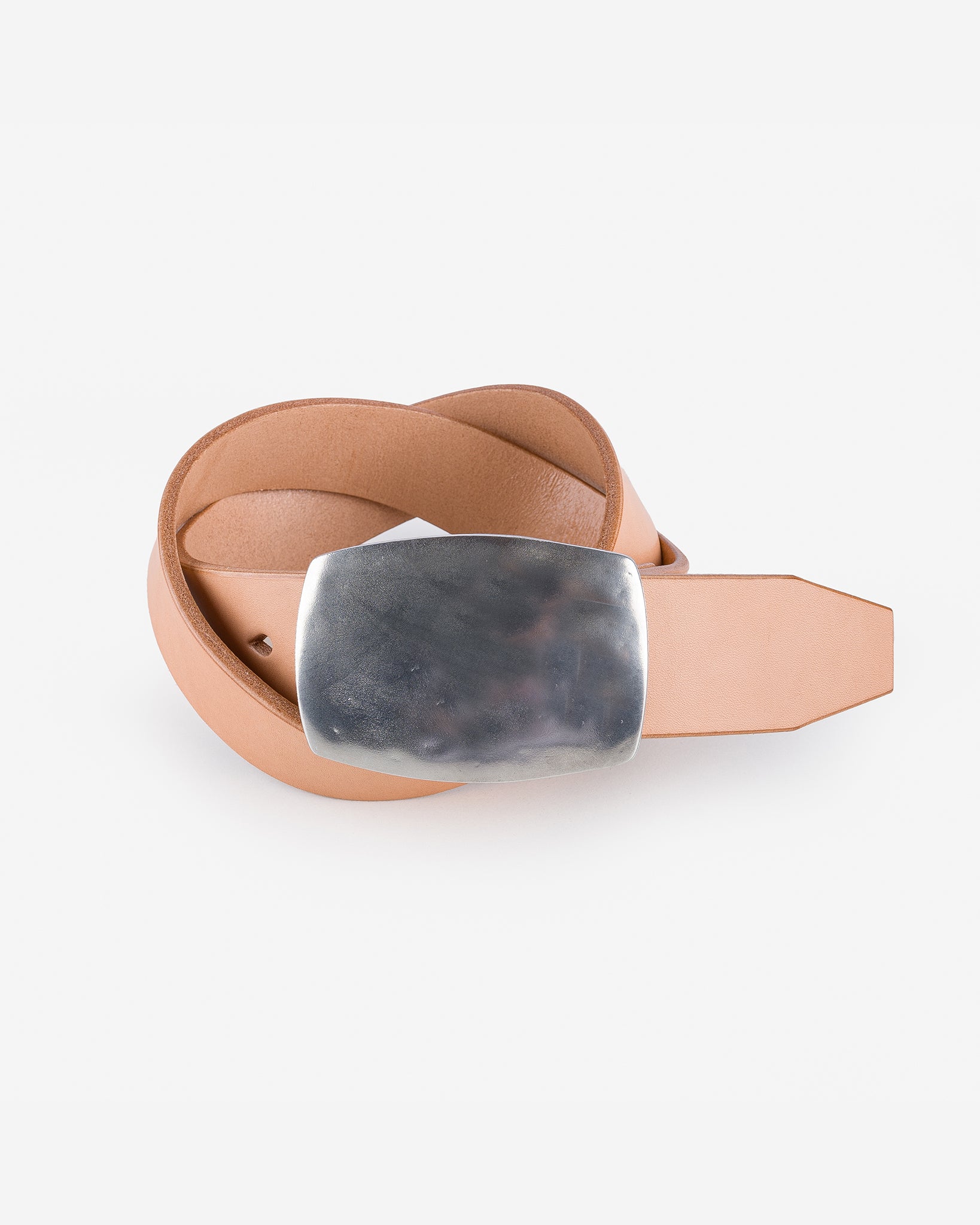 Heavy Plate Pewter Buckle Tochigi Leather Belt - Natural – Iron Heart