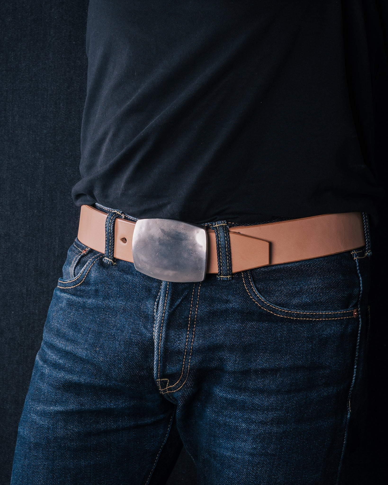 Heavy Plate Pewter Buckle Tochigi Leather Belt - Natural – Iron Heart