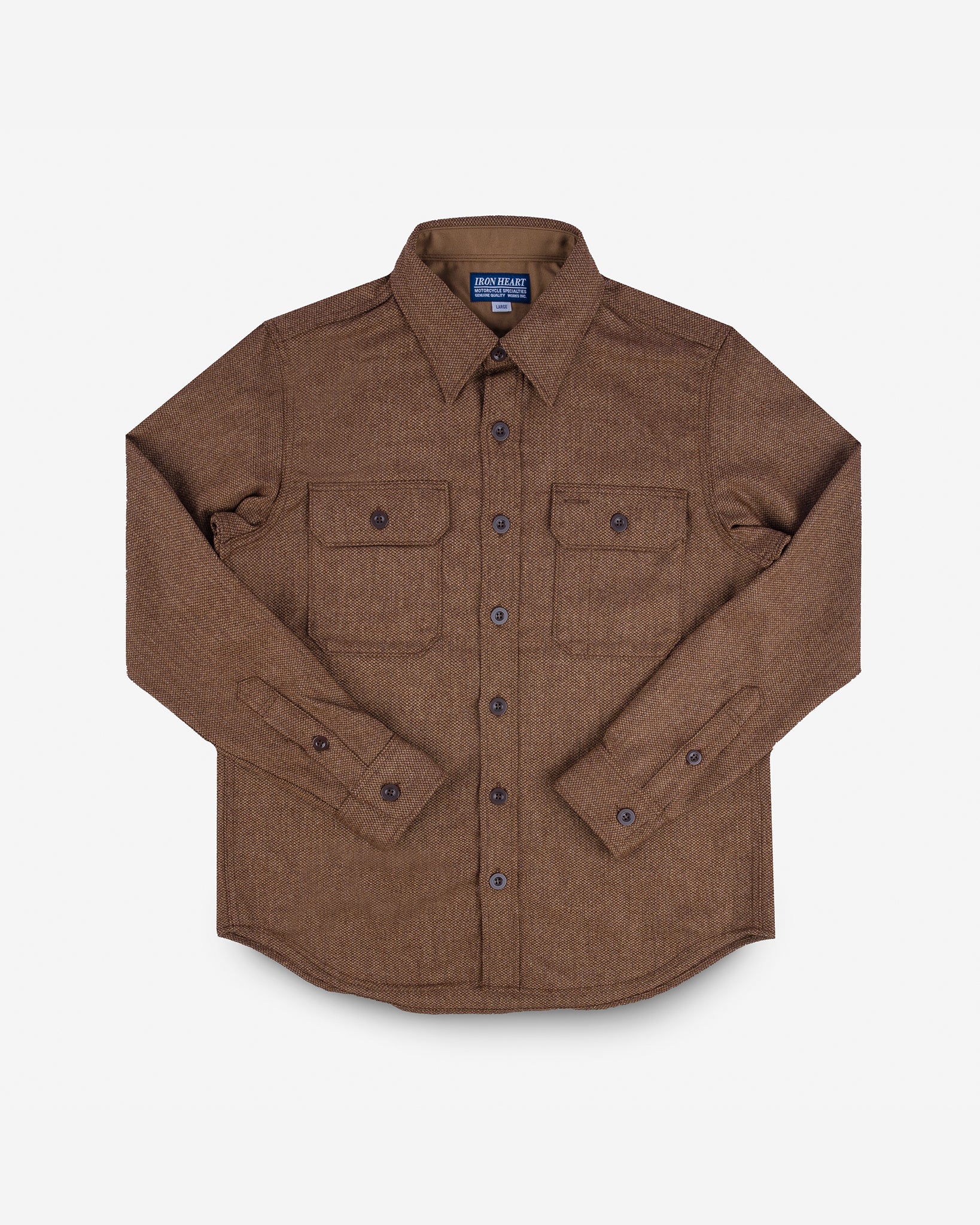 14oz Fox Brothers®  Barleycorn Flannel CPO Shirt - Cigar Brown
