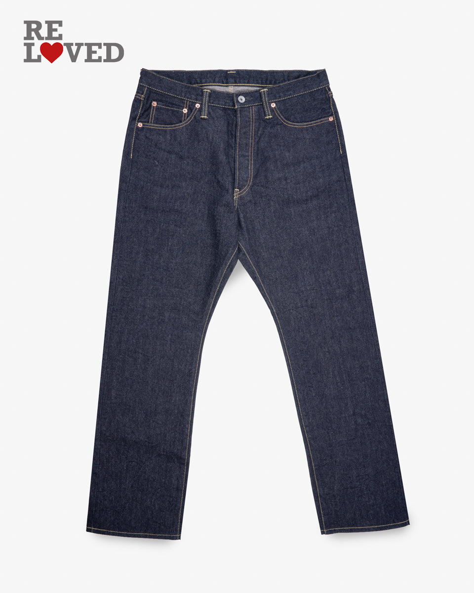 14oz Selvedge Denim Relaxed Tapered Cut Jeans - Indigo (IH-888s-142) Tag 36, Hemmed to 30.0"
