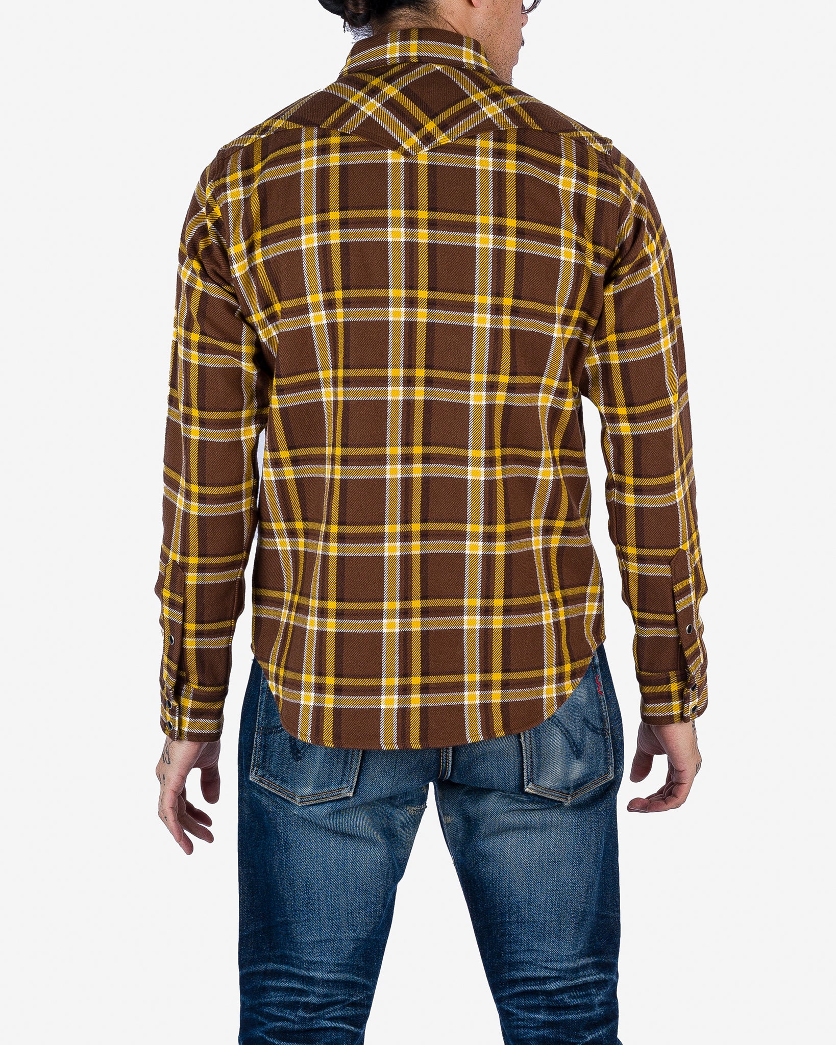 【in a row】Heavy Heart Tee Iron Heart - IHSH-372-BRN - Ultra Heavy Flannel Crazy Check