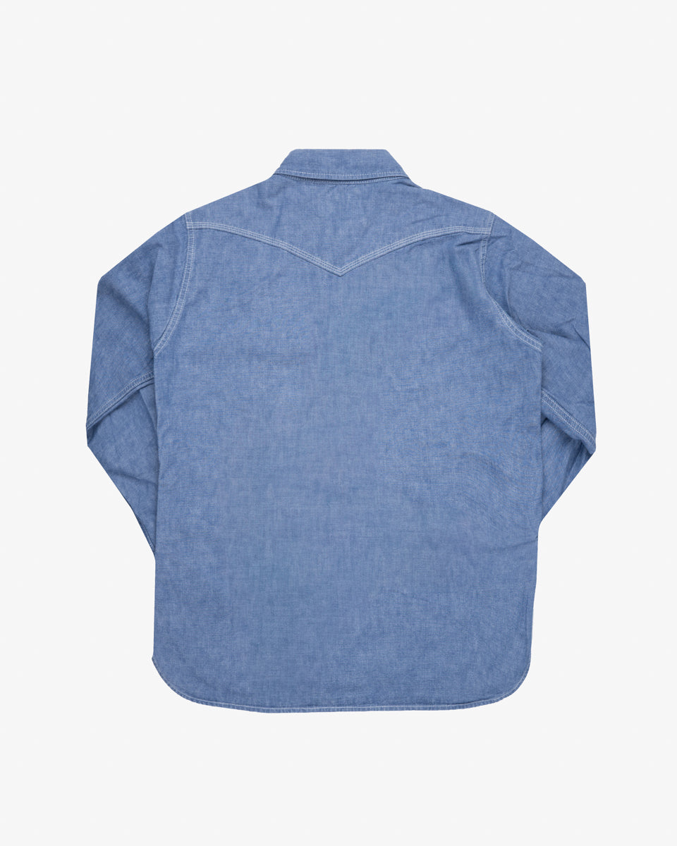 10oz Selvedge Chambray Single Yoke Western Shirt - Blue (IHSH-13-BLU) Size Large
