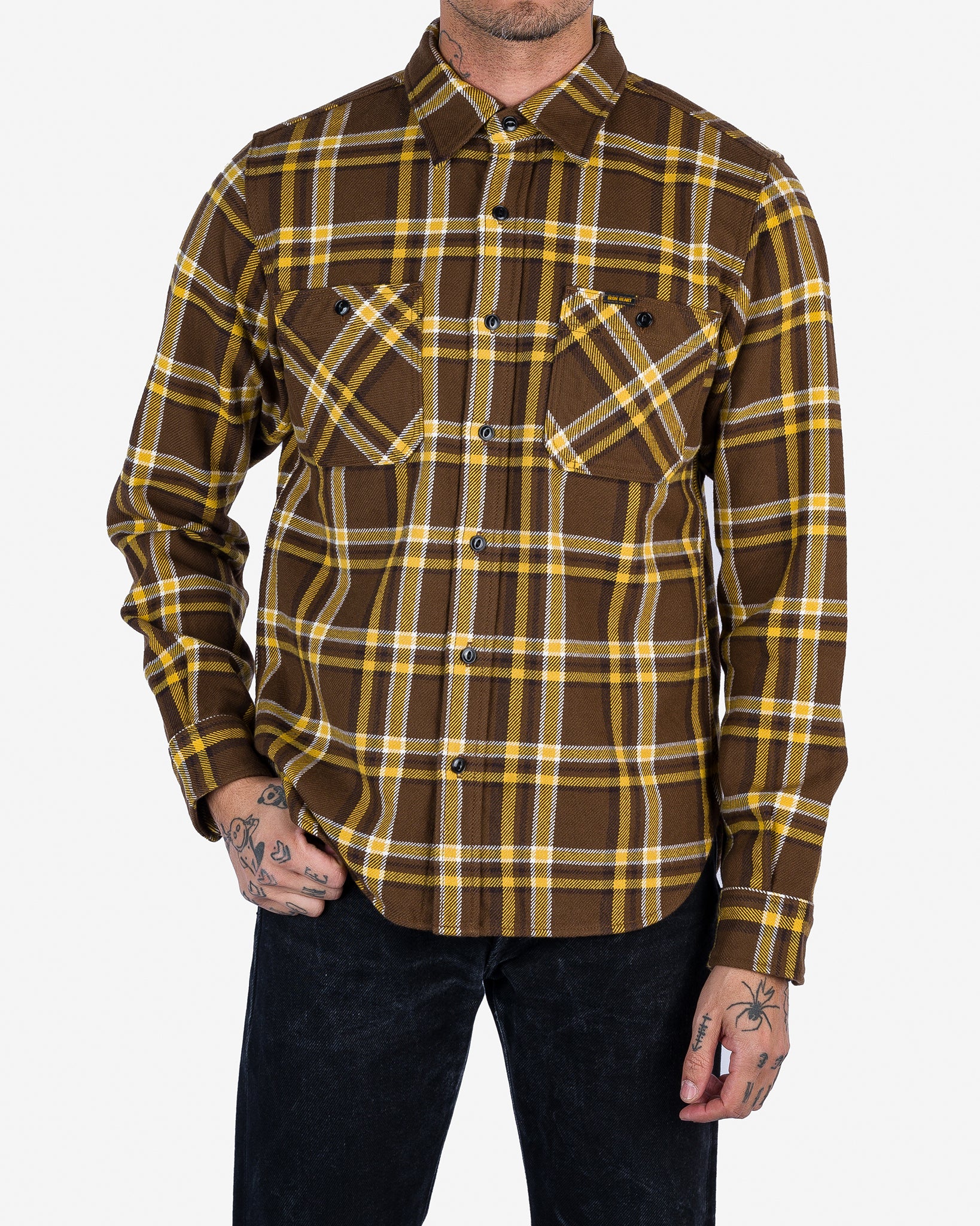 Ultra Heavy Flannel Crazy Check Work Shirt - Brown