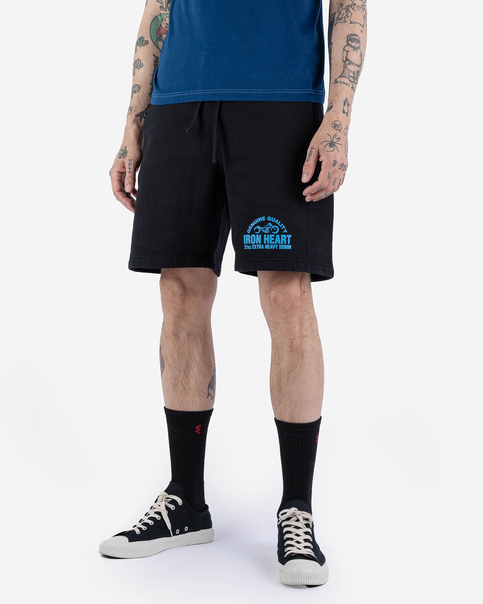 Ultra Heavy Cotton Fleece Printed Sweat Shorts – Black