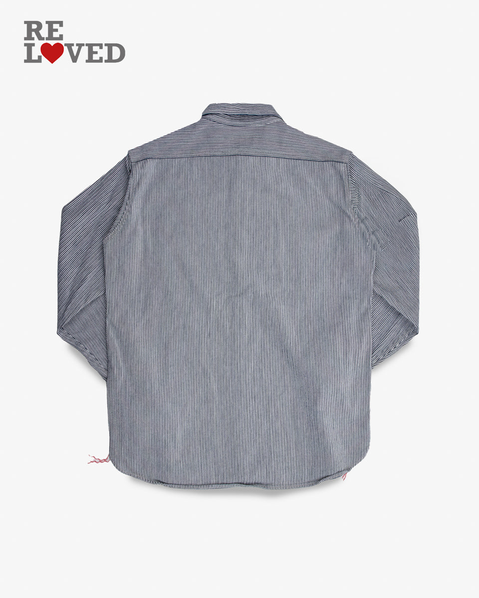 8oz Herringbone Hickory Stripe Work Shirt - Indigo (IHSH-366-IND) Size XXXXL