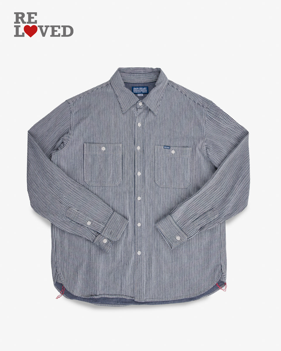 8oz Herringbone Hickory Stripe Work Shirt - Indigo (IHSH-366-IND) Size XXXXL