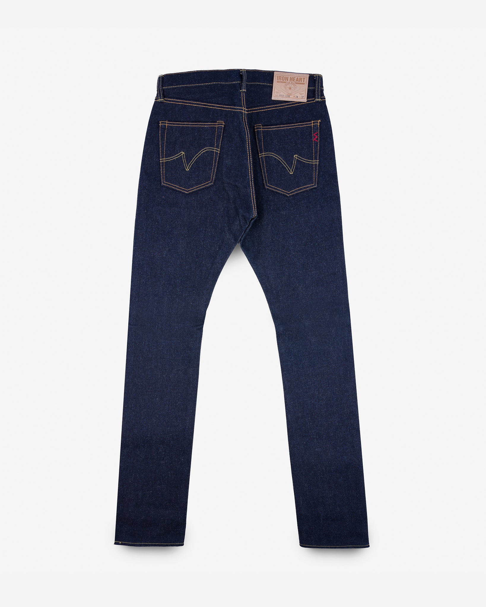 21/23oz Ultra Heavy Raw Selvedge Denim Slim Cut Jeans - Indigo (IH-555s-UHR) Tag 30, Hemmed to 34.0"