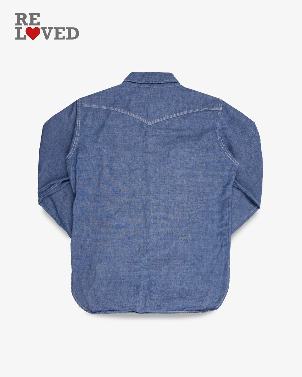 10oz Selvedge Chambray Single Yoke Western Shirt - Blue (IHSH-13-BLU) Size XL