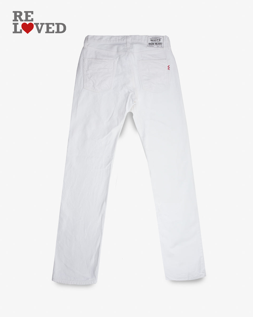 13.5oz Denim Straight Cut Jeans - White (IH-634-WT) Tag 34, Hemmed to 35.7"