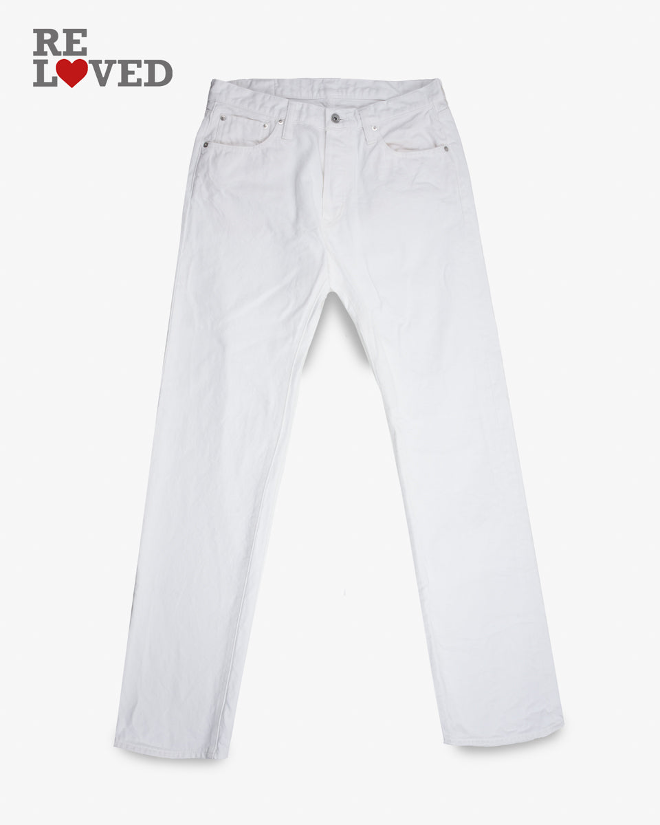 13.5oz Denim Straight Cut Jeans - White (IH-634-WT) Tag 34, Hemmed to 35.7"