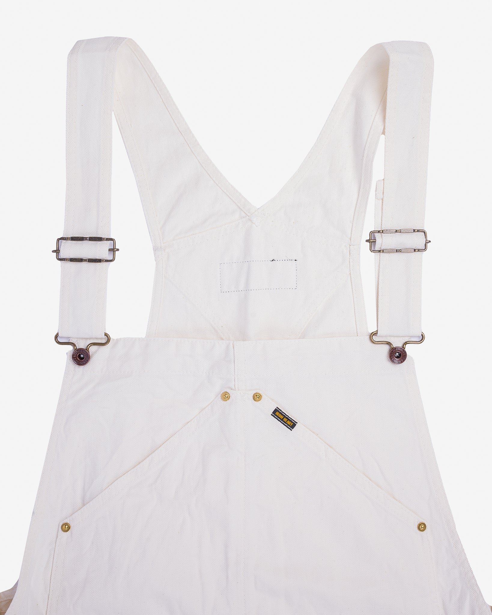 Iron Heart 10.5oz Herringbone Double Knee Overalls - White