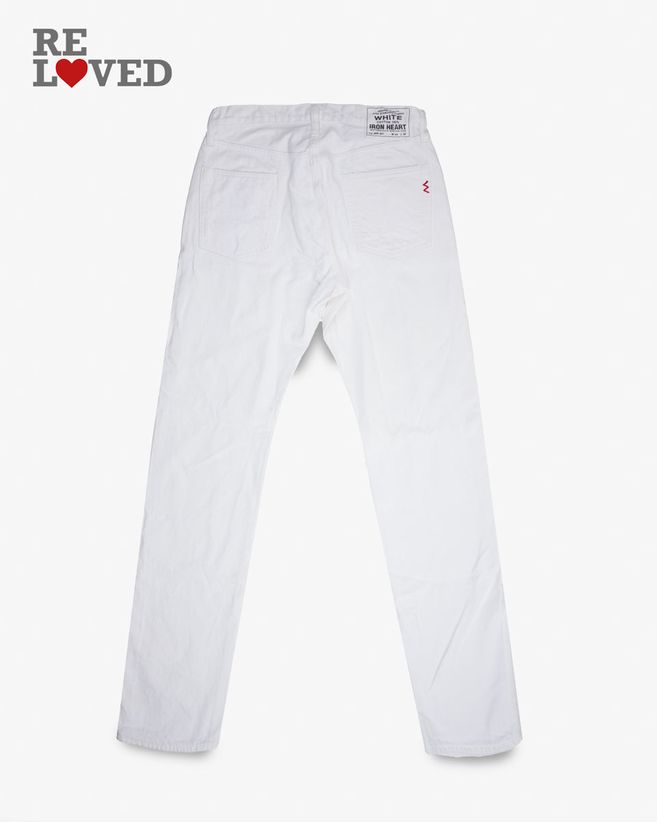 13.5oz Denim Medium/High Rise Tapered Cut Jeans - White (IH-888-WT) Tag 34, Hemmed to 36.0"