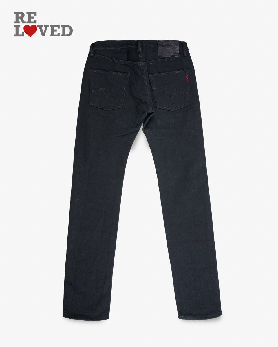 21oz Selvedge Denim Slim Tapered Cut Jeans - Superblack Non-Fade (IH-777S-SB) Tag 34, Hemmed to 34.5"