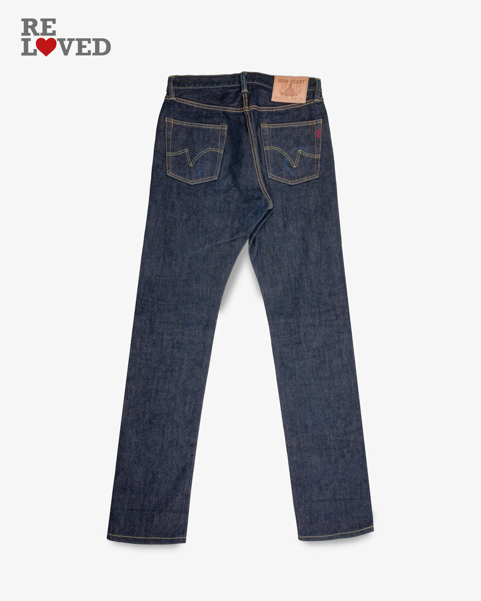 21oz Selvedge Denim Medium/High Rise Tapered Cut Jeans - Indigo (IH-888S-21) Tag 32, Hemmed to 34.0''