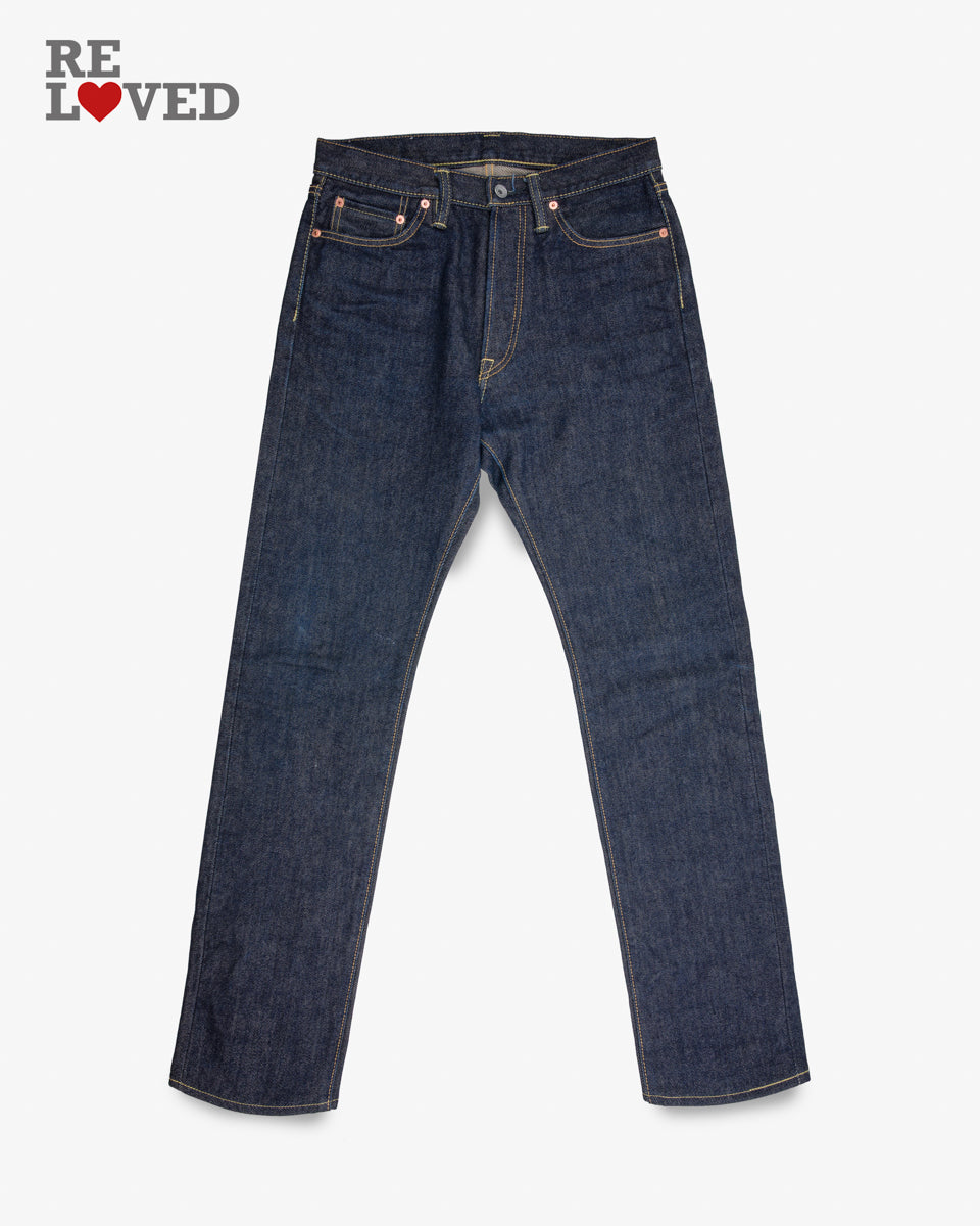 21oz Selvedge Denim Medium/High Rise Tapered Cut Jeans - Indigo (IH-888S-21) Tag 32, Hemmed to 34.0''