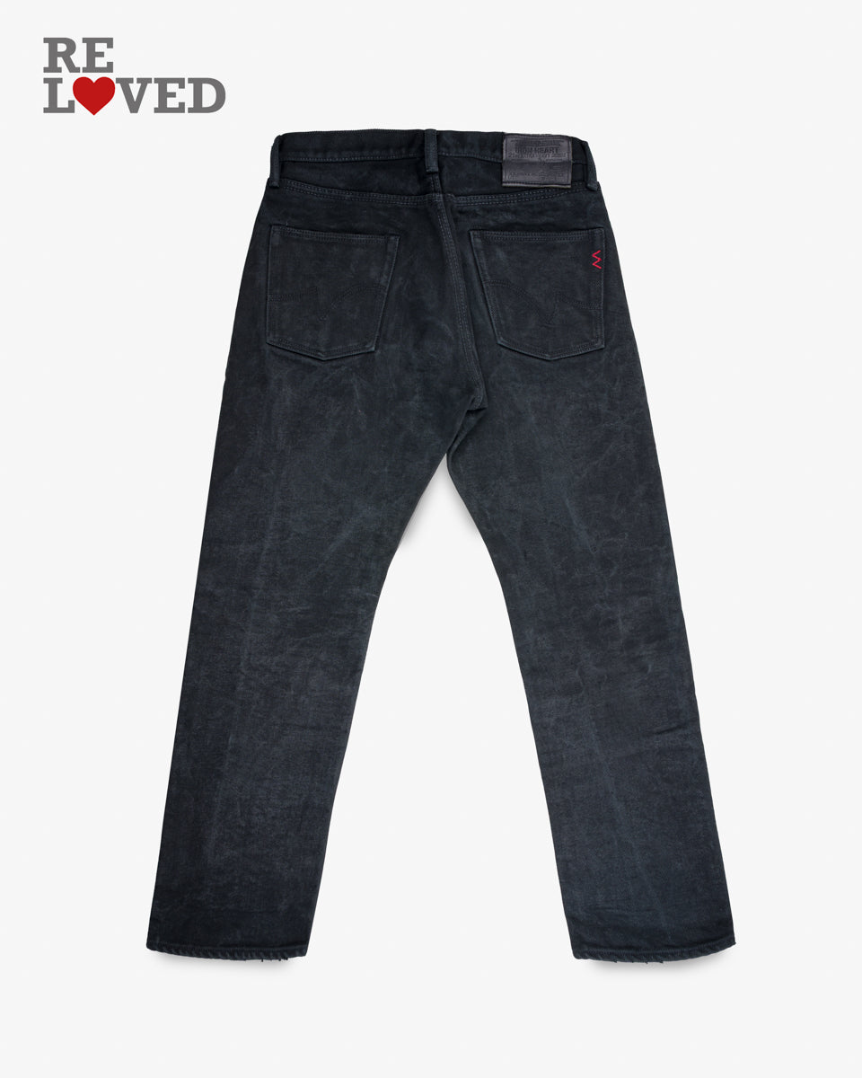21oz Selvedge Denim Medium/High Rise Tapered Cut - Superblack Non-Fade (IH-888S-SB) Tag 36, Hemmed to 31.0"