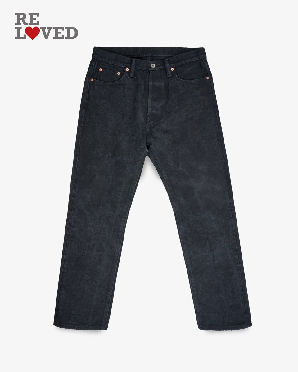21oz Selvedge Denim Medium/High Rise Tapered Cut - Superblack Non-Fade (IH-888S-SB) Tag 36, Hemmed to 31.0"
