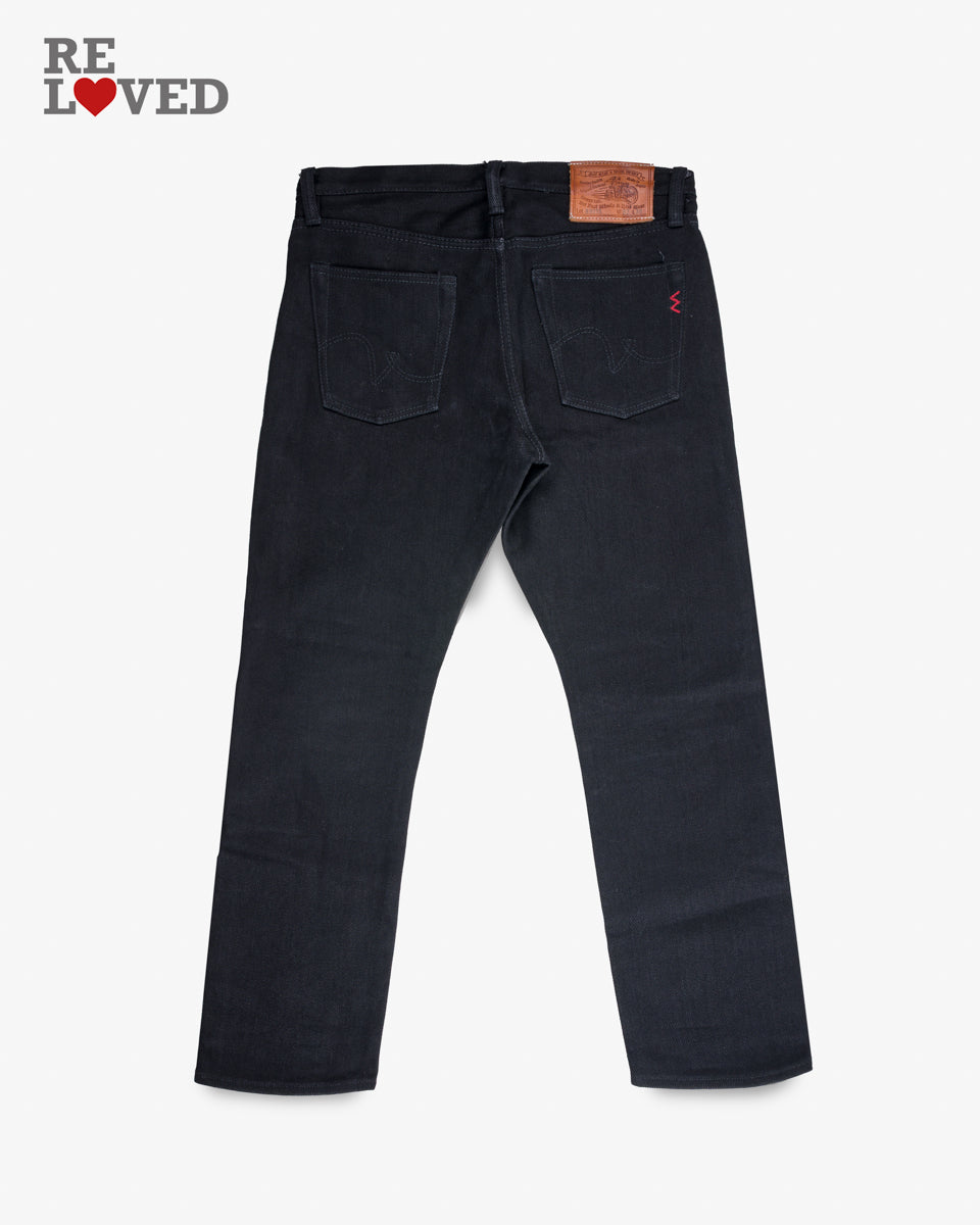 21oz Selvedge Denim Slim-Tapered Cut Jeans - Black (IH-8301S) Tag 32, Hemmed to 28.0''