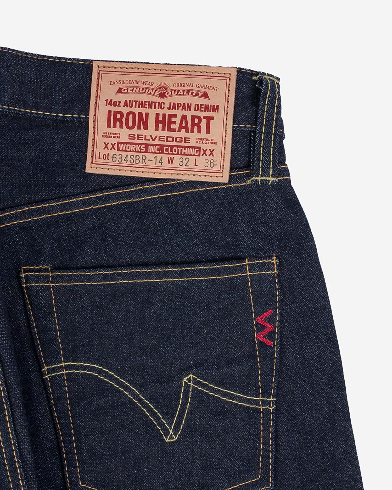 14oz Broken Twill Selvedge Denim Straight Cut Jeans - Indigo