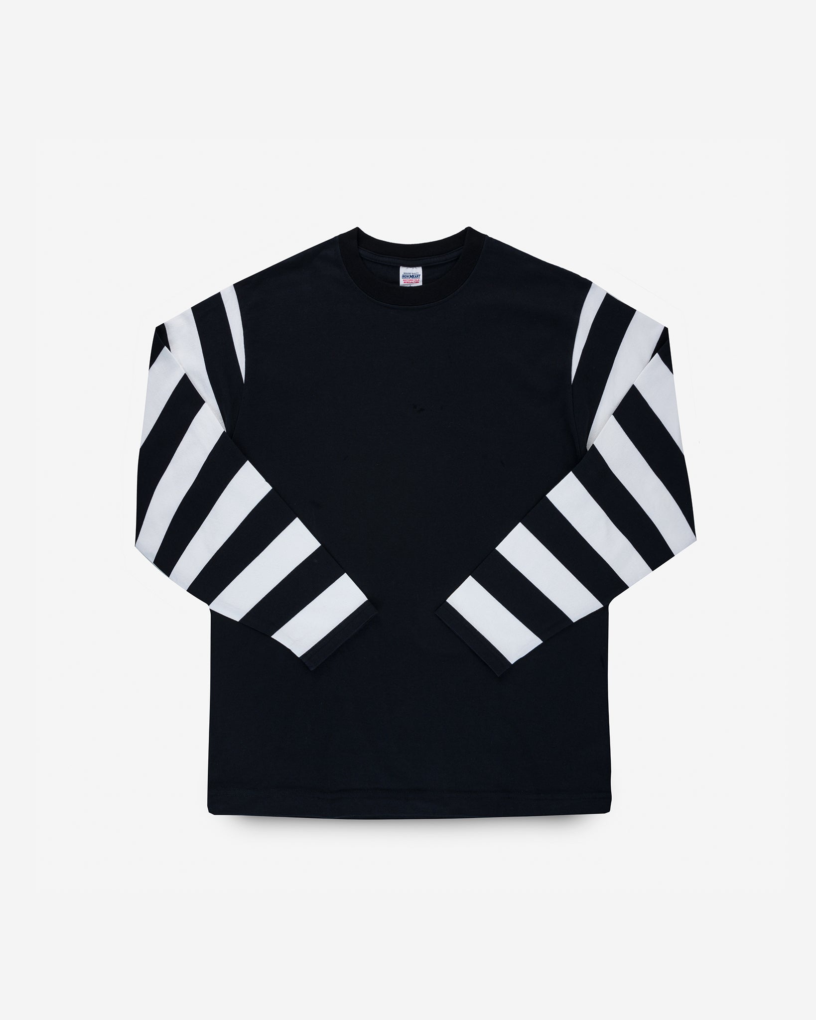 IRON HEART ストライプ ボーダー 長袖カットソー L 7.5oz Cotton Long-Sleeved Crew Neck Border Tee - Black Body
