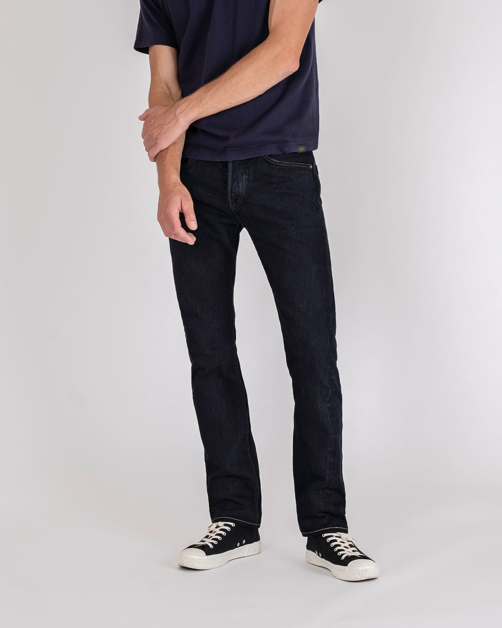 16oz Slubby Selvedge Denim Slim Cut Jeans - Indigo Overdyed Black