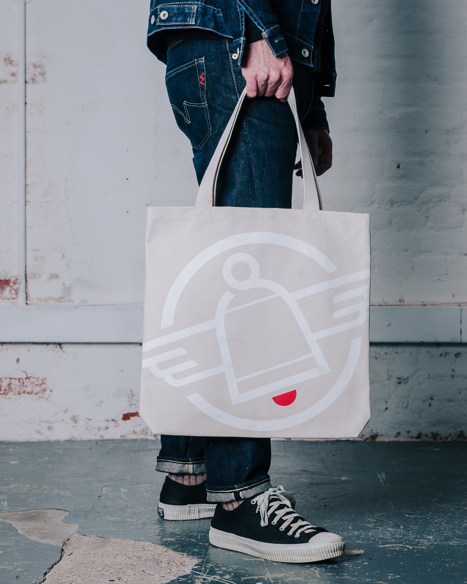 Printed Canvas Tote Bag - Iron Heart Logo Print