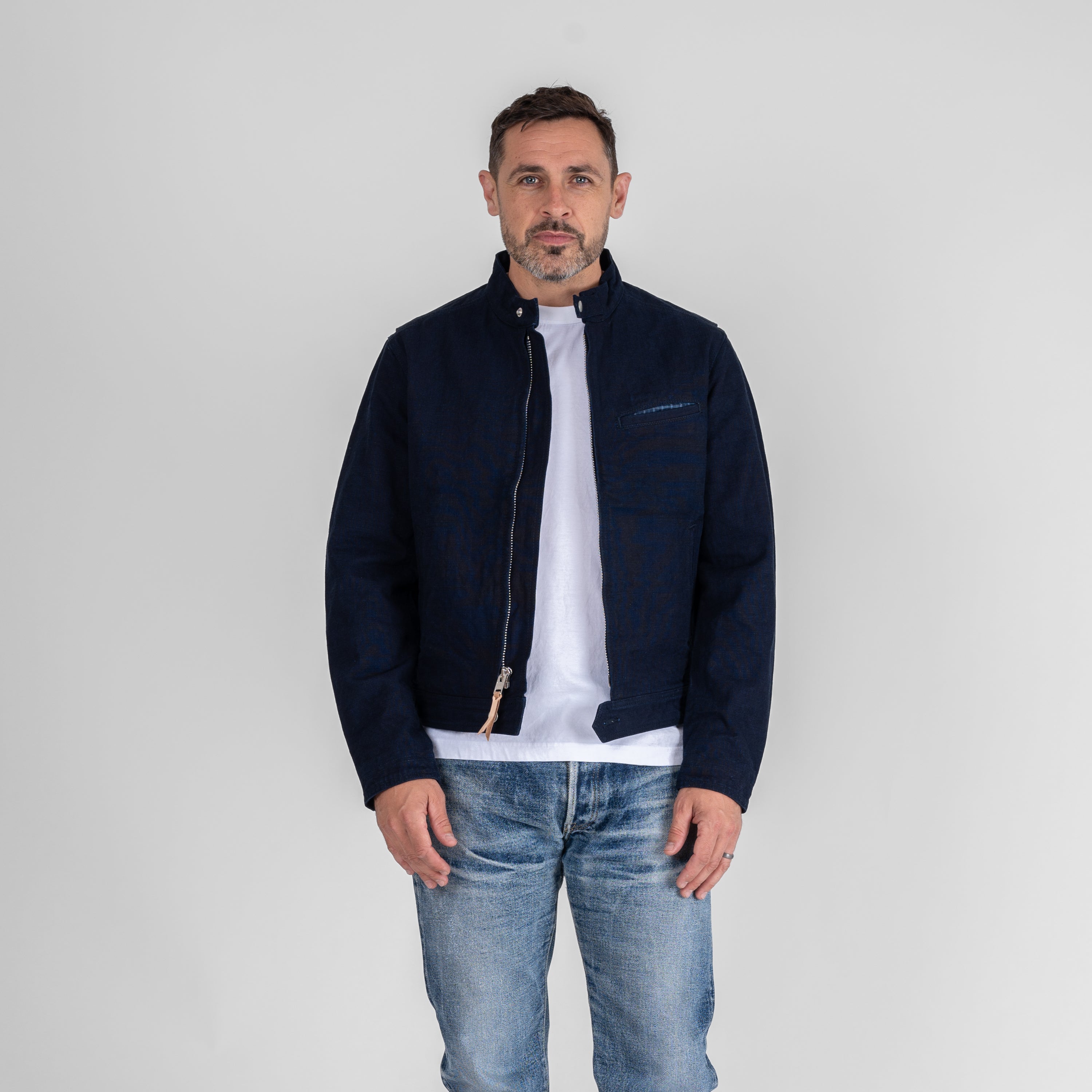 13oz Oxford Cloth Riders Jacket - Indigo