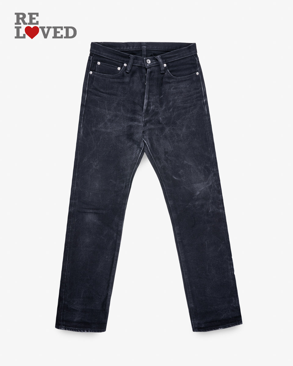 21oz Selvedge Denim Medium/High Rise Tapered Cut Jeans -  Superblack (Fades To Grey) (IH-888S-SBG) Tag 31, Hemmed to 30.5"