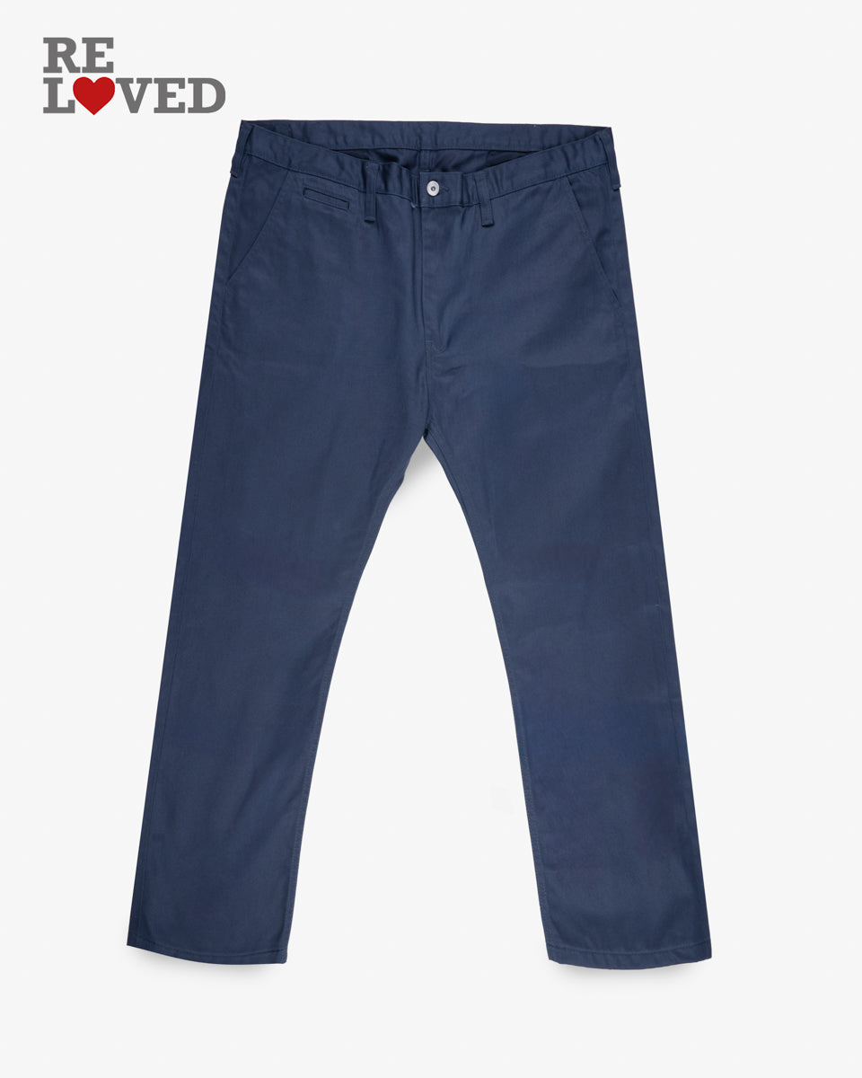 9oz Mercerised Selvedge Cotton Slim Tapered Chinos - Navy (IH-721-NAV) Tag 44, Hemmed to 28.5"