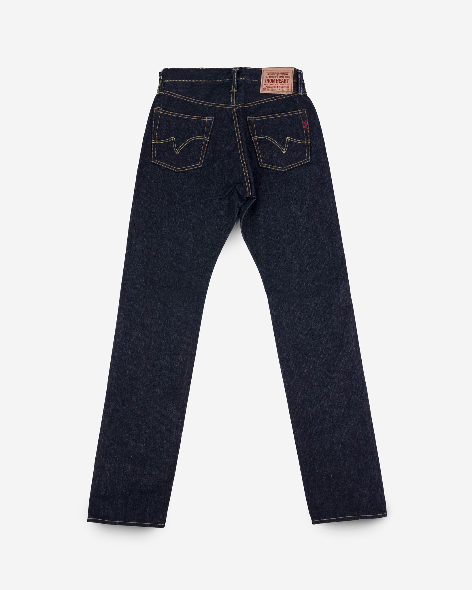 ✅ Mサイズ｜IRON HEARTヘビーインディゴ硫化14ozデニムジーンズ 14oz Broken Twill Selvedge Denim Medium/High Rise Tapered Cut