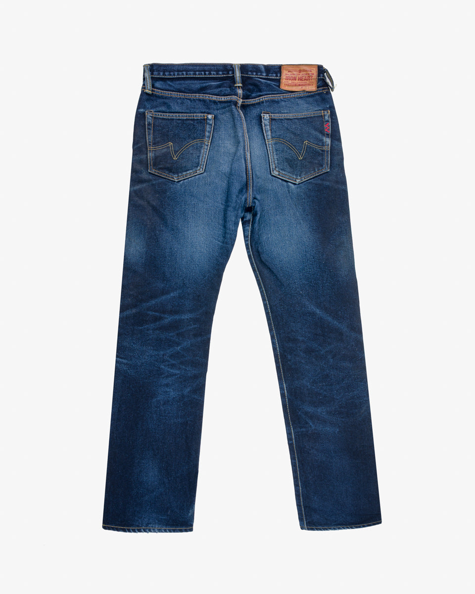 14oz Selvedge Denim Slim Straight Cut Jeans - Indigo/Black (IH-666s-142ib-c) Tag 35, Hemmed to 32.0"