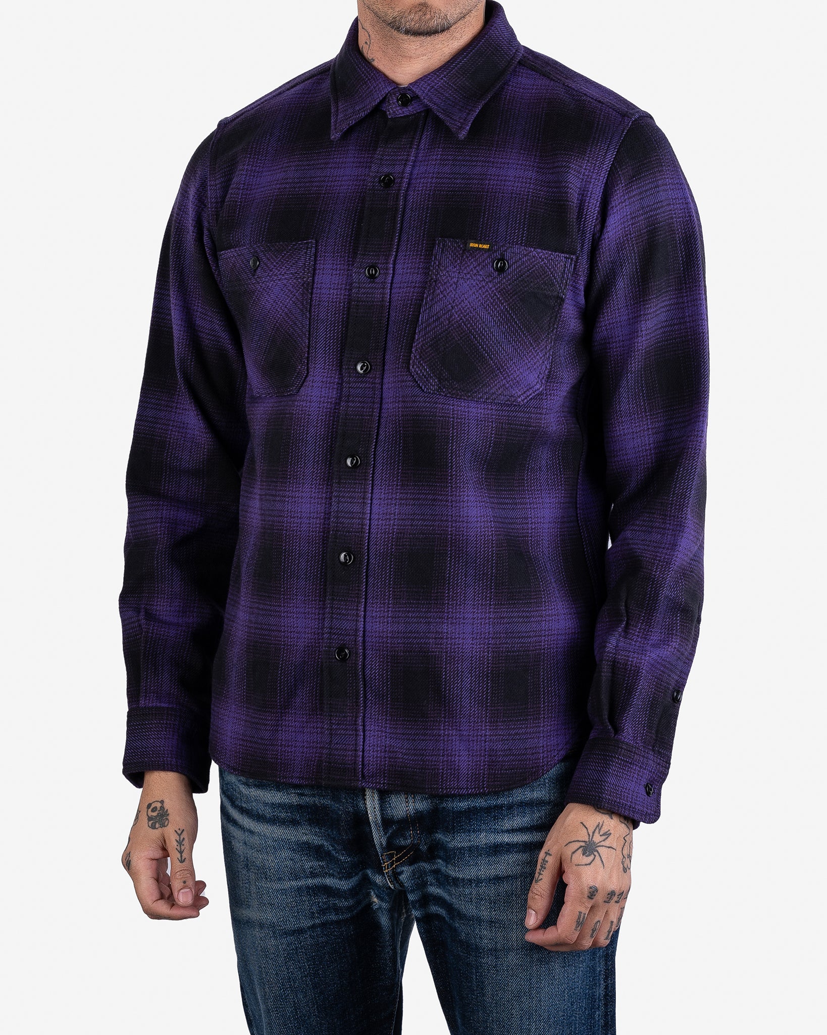 Ultra Heavy Flannel Ombré Check Work Shirt - Purple/Black