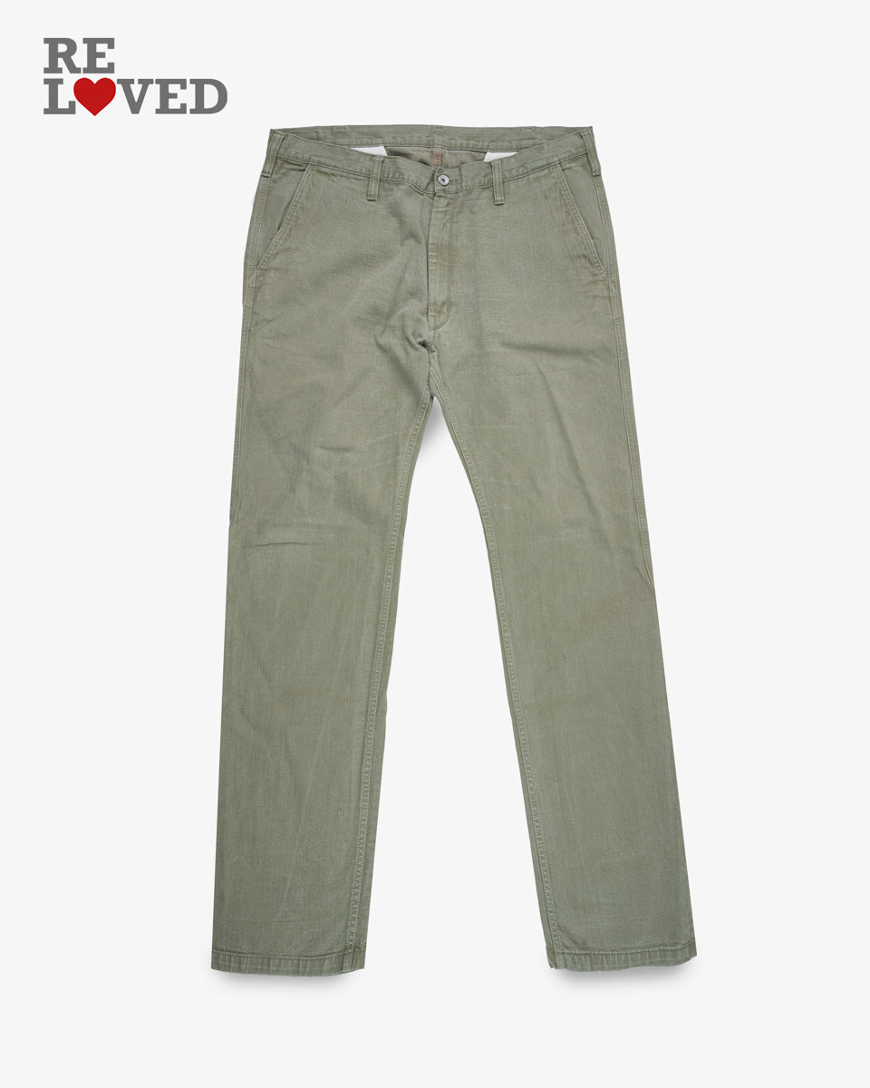 11oz Herringbone Work Pants - Olive Drab Green (IH-735-ODG) Tag 40, Hemmed to 35.0"