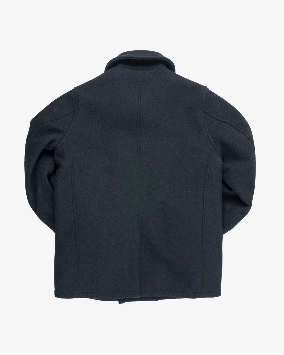 Water Repellent Melton Wool Pea Coat - Black (IHW-14) Size Small