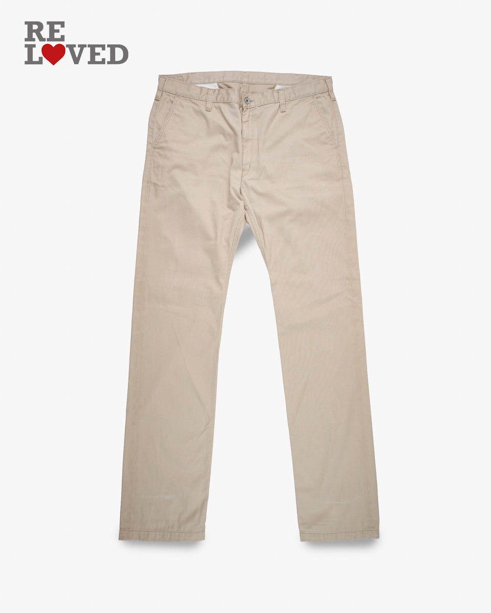 9oz Mercerised Selvedge Cotton Chinos - Khaki (IH-717-KHA) Tag 40, Hemmed to 35.0"