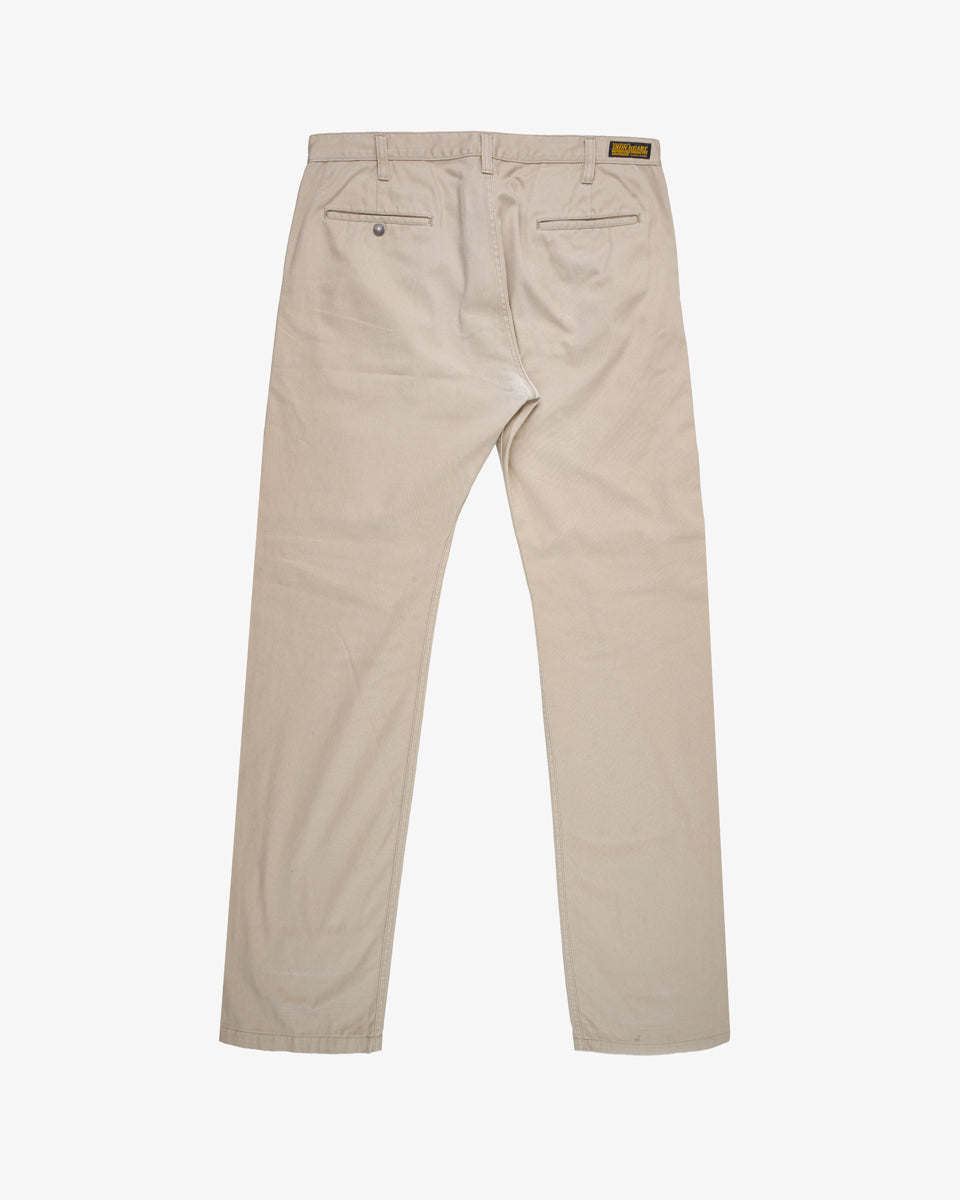 9oz Mercerised Selvedge Cotton Chinos - Khaki (IH-717-KHA) Tag 40, Hemmed to 35.0"