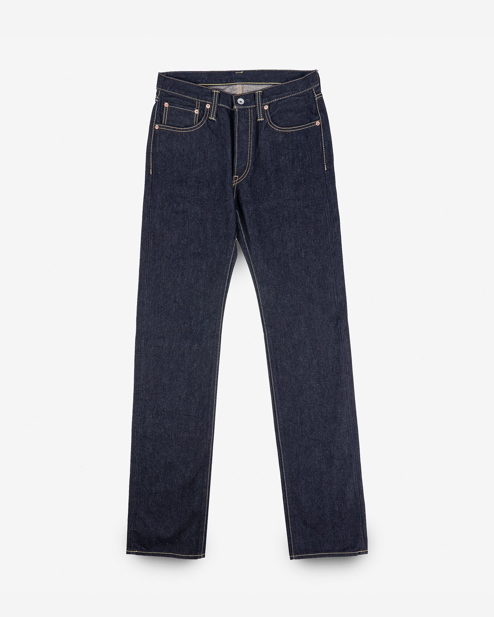 14oz Broken Twill Selvedge Denim Slim Straight Cut Jeans - Indigo