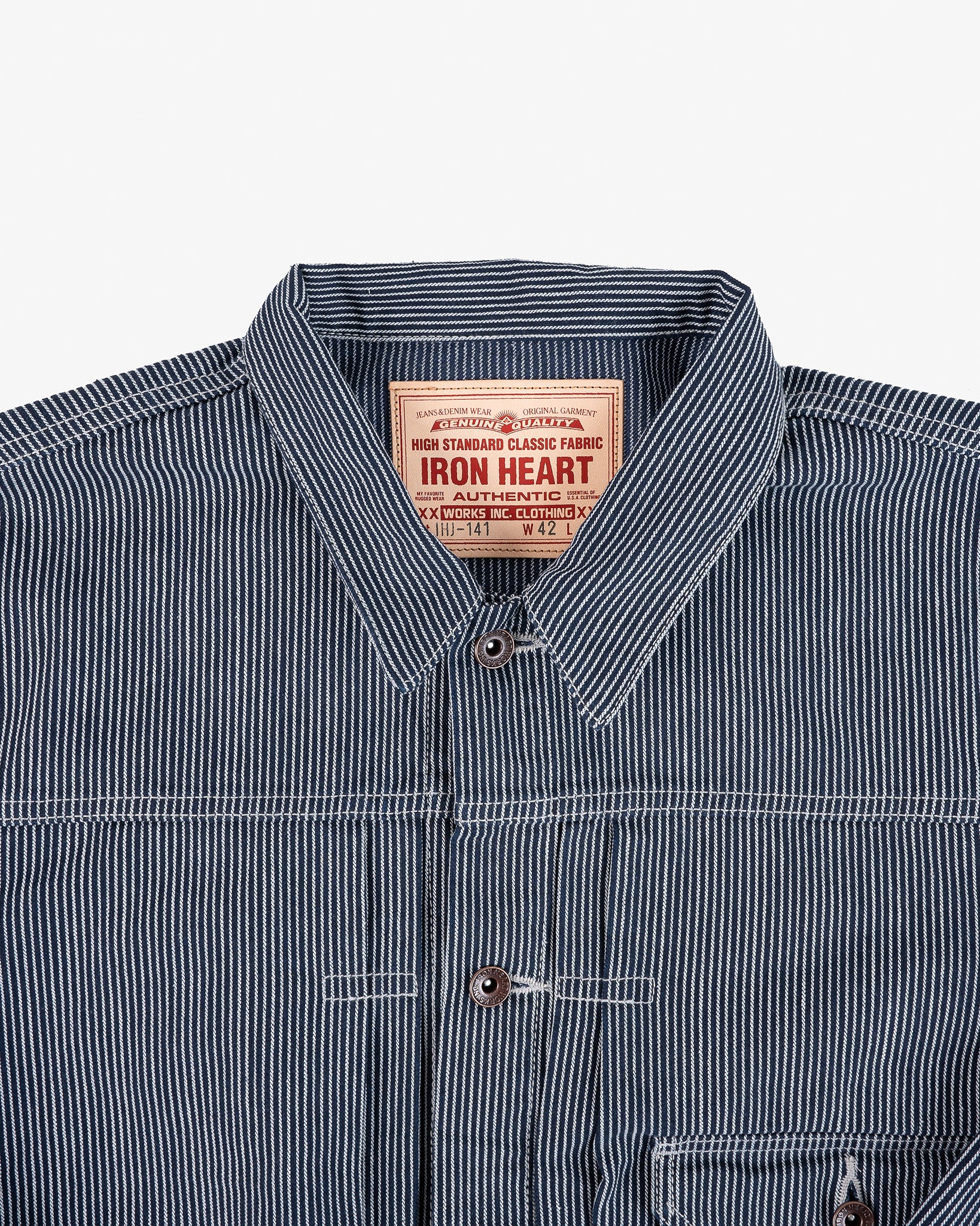 10.5oz Narrow Stripe Hickory Type I - Indigo – Iron Heart